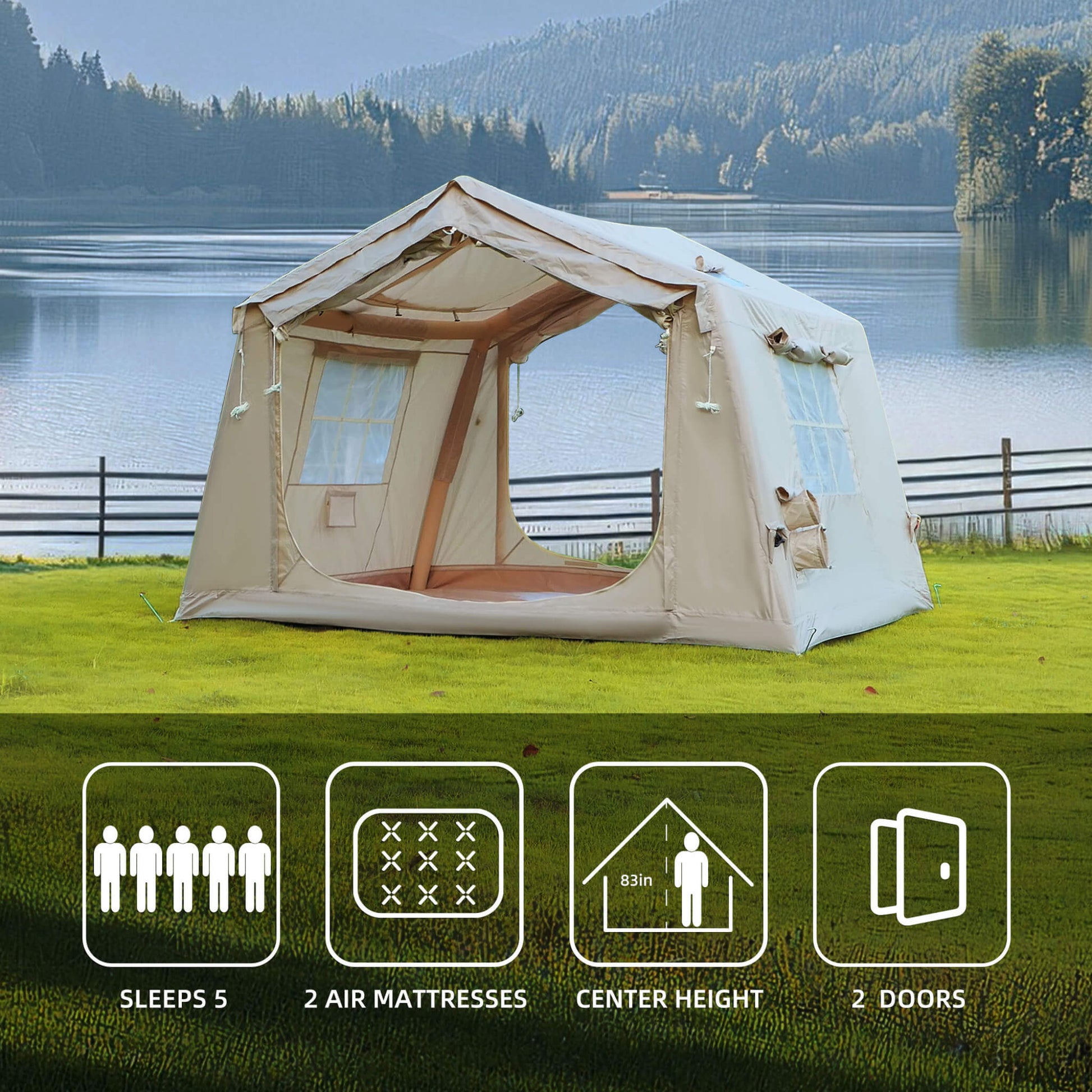 Trailora 4-Season Outdoor Inflatable Blow Up Camping Tent With Air Pump [4-6 People] (SAK46821)