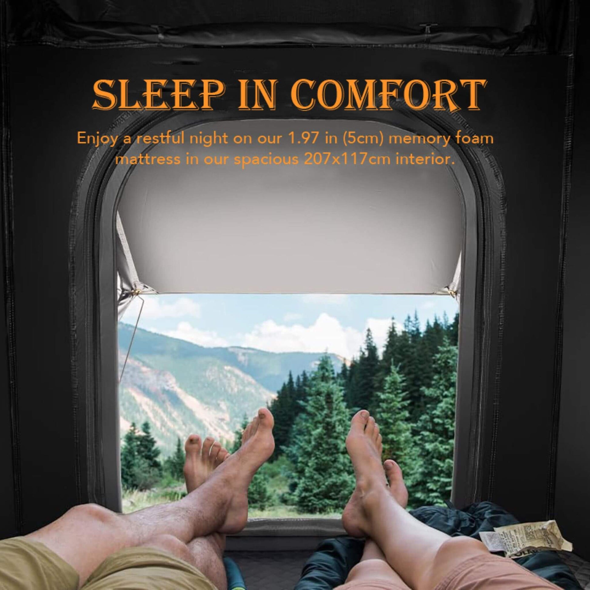 Trailora Premium Lightweight Hard Shell Rooftop Tent With LED Strip And Memory Foam (SAK51780)