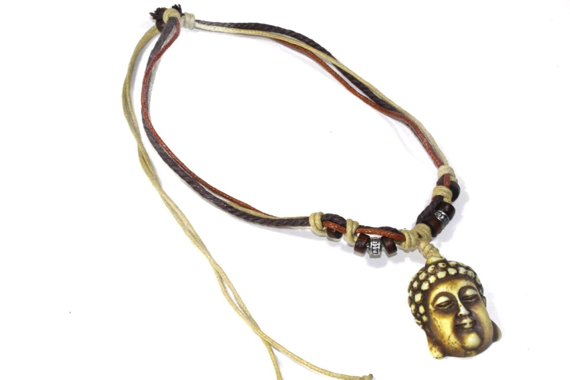 Trendy Buddha Boho Necklace With Adjustable Cord Pendant