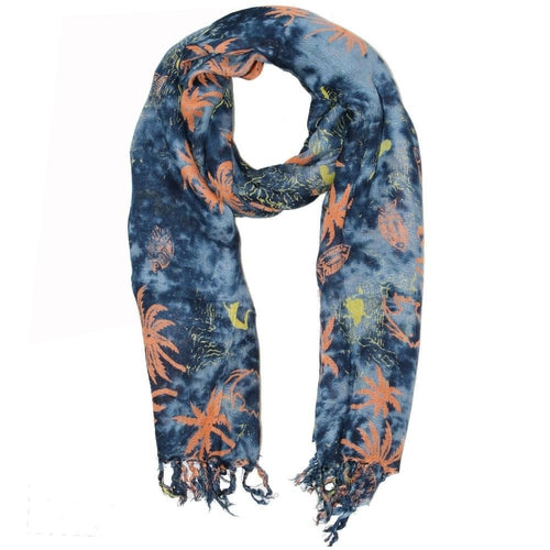 Tropical Blue Island Print Sarong Wrap Lightweight Beach