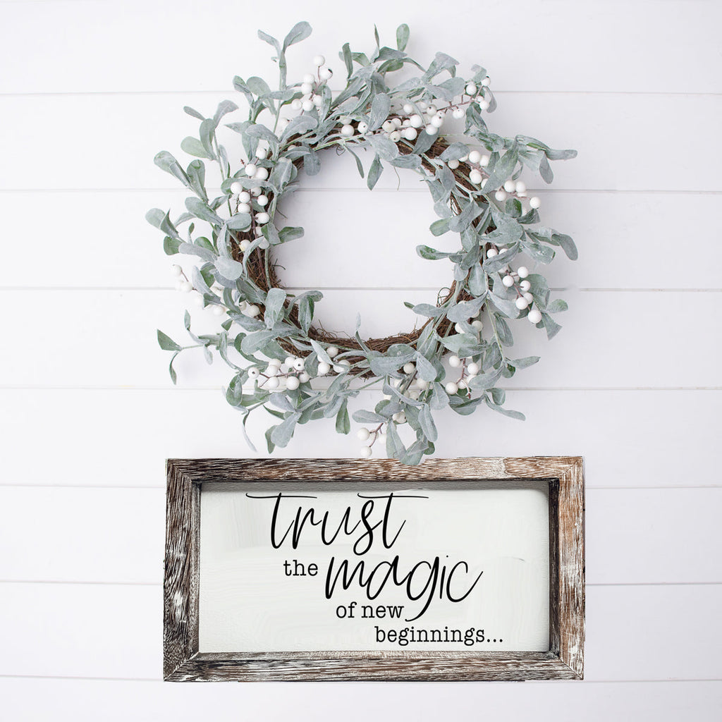 Rustic Wooden Magic Of New Beginnings Inspirational Sign Home Decor Gift
