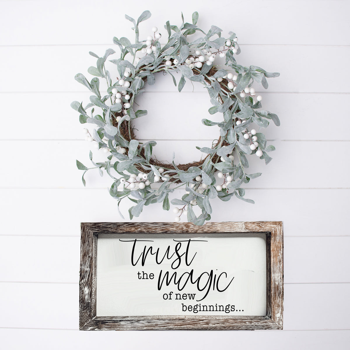 Rustic Wooden Magic Of New Beginnings Inspirational Sign Home Decor Gift