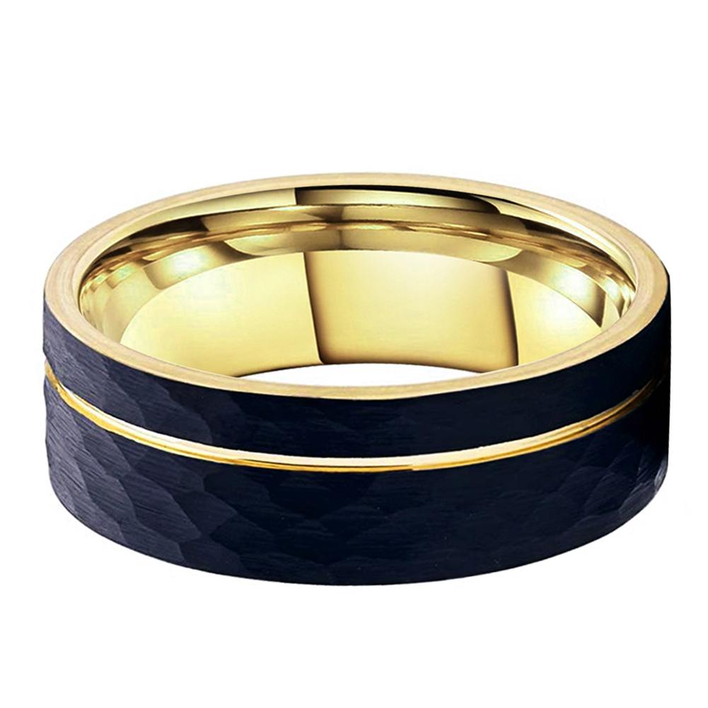 Tungsten Carbide Brushed Matte Dome Wedding Band Gold