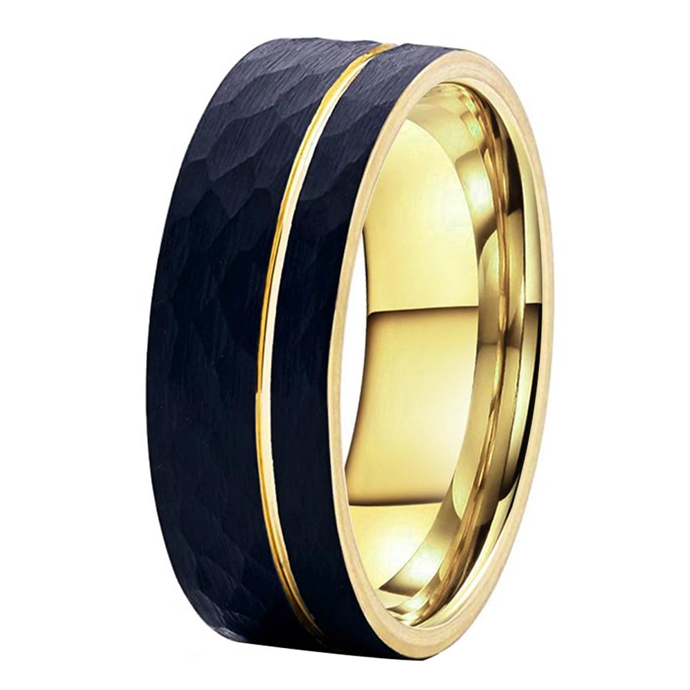 Tungsten Carbide Brushed Matte Dome Wedding Band Gold
