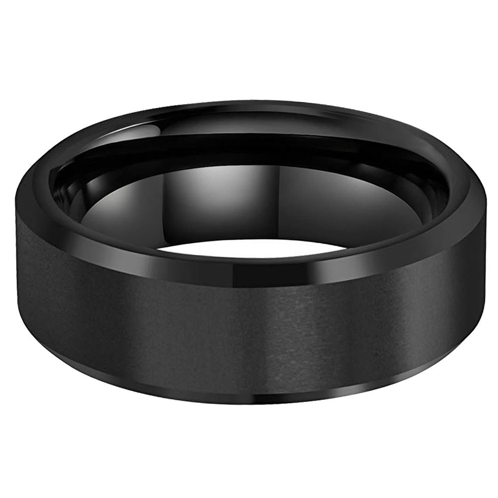 Tungsten Carbide Matte Brushed Mens Wedding Band ComfortFit