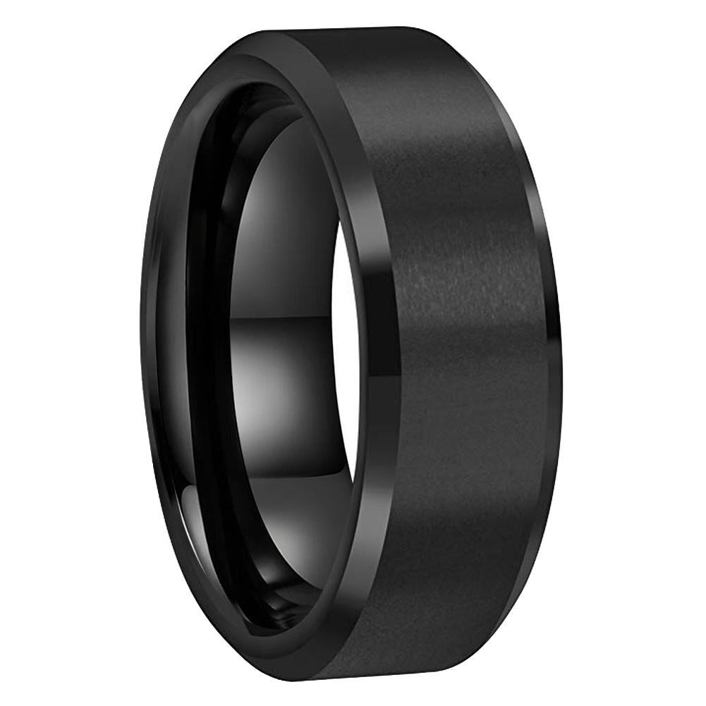 Tungsten Carbide Matte Brushed Mens Wedding Band ComfortFit