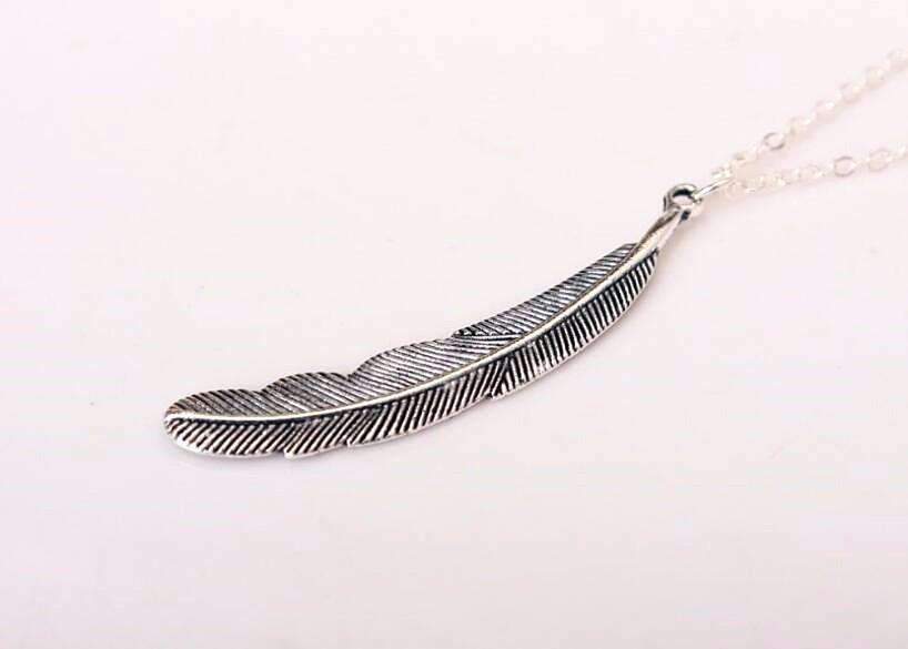 Turquoise Leaf Feather Layered Boho Pendant Necklace