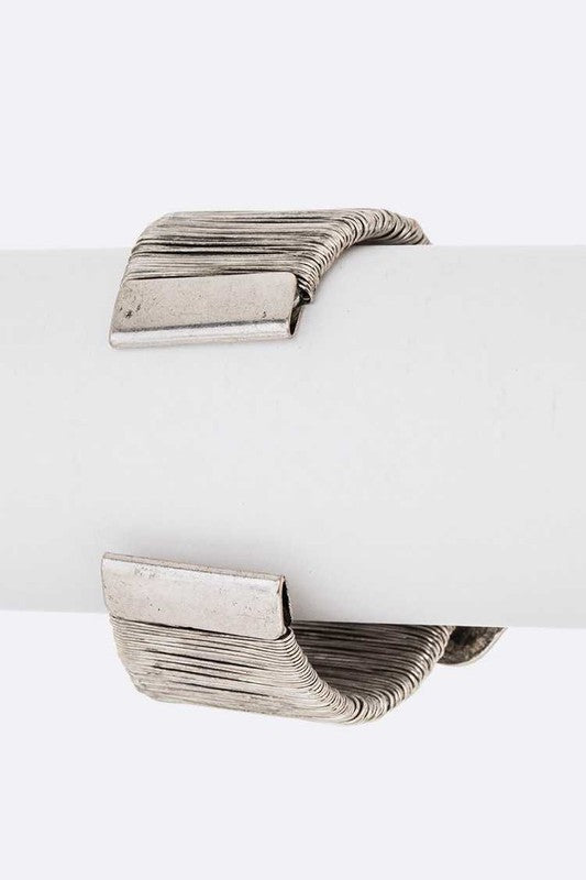Turquoise Statement Cuff Bracelet Boho Silver Accent