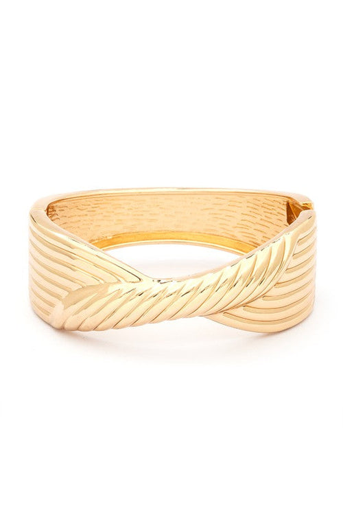 Twisted Hinged Bangle Bracelet For Women Gold Tone
