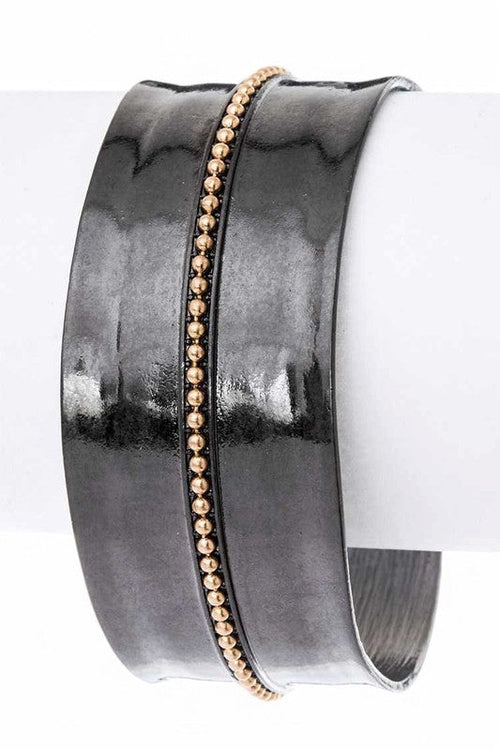 Two Tone Matte Cuff Bracelet Adjustable Open Bangle