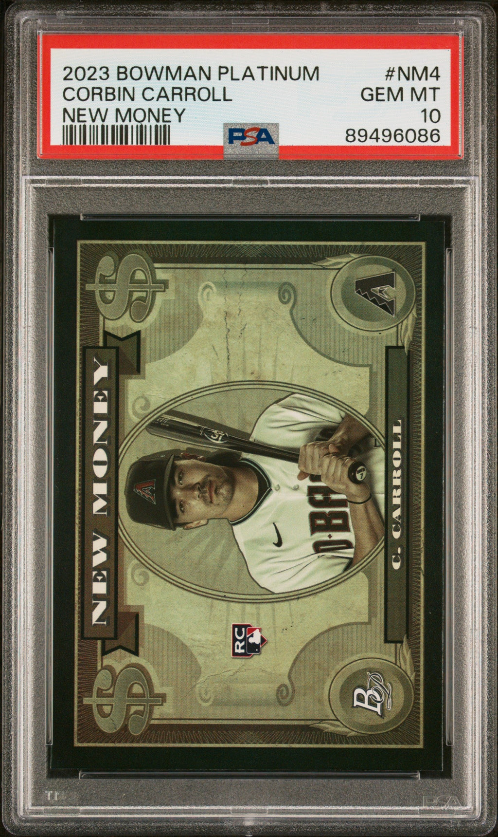 Graded 2023 Topps Bowman Platinum Corbin Carroll #NM4 New Money Rookie RC Baseball Card PSA 10 Gem Mint