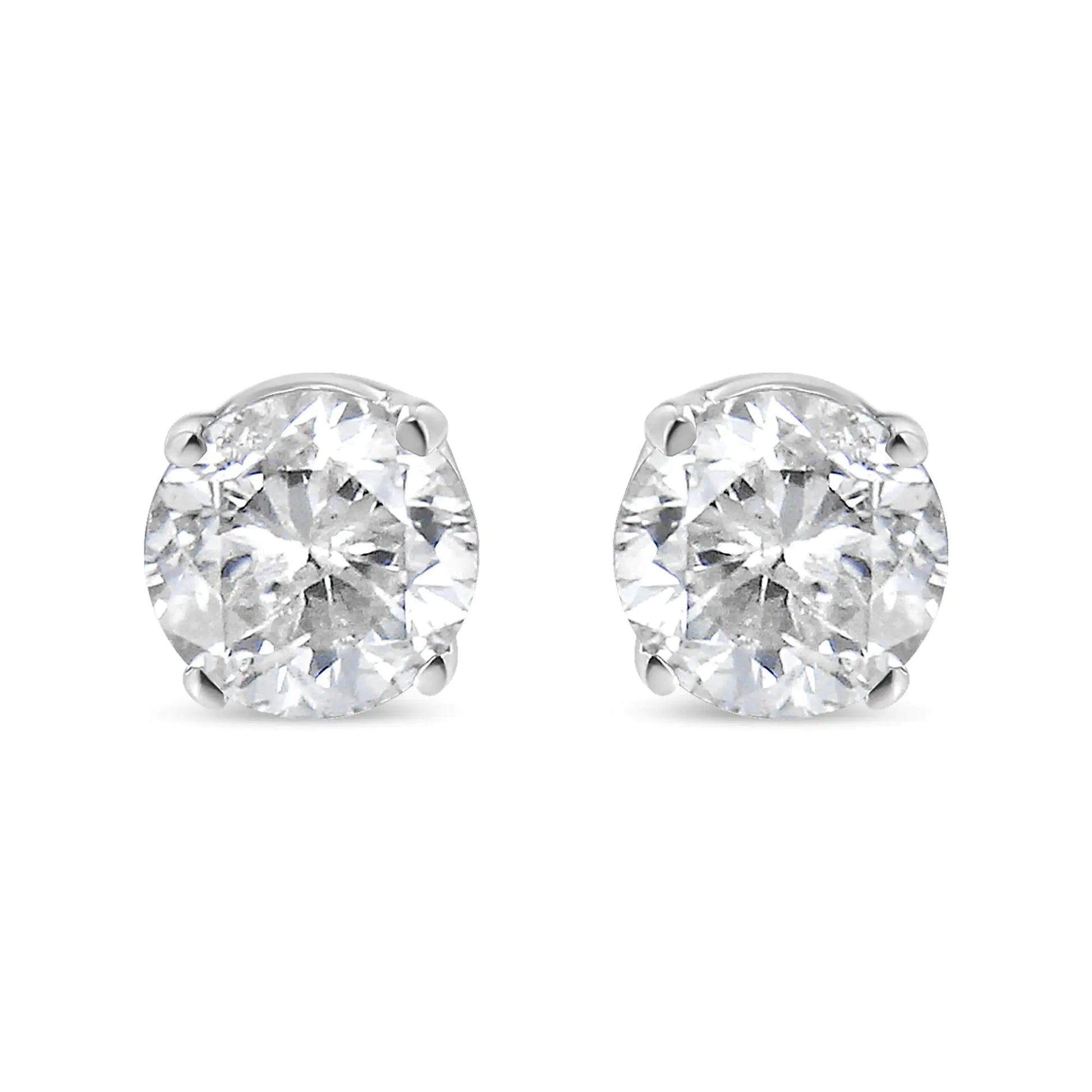14K White Gold 1/2 Cttw 4-Prong Set Brilliant Round-Cut Solitaire Lab Grown Diamond Push Back Stud Earrings (F-G Color, VS2-SI1 Clarity)