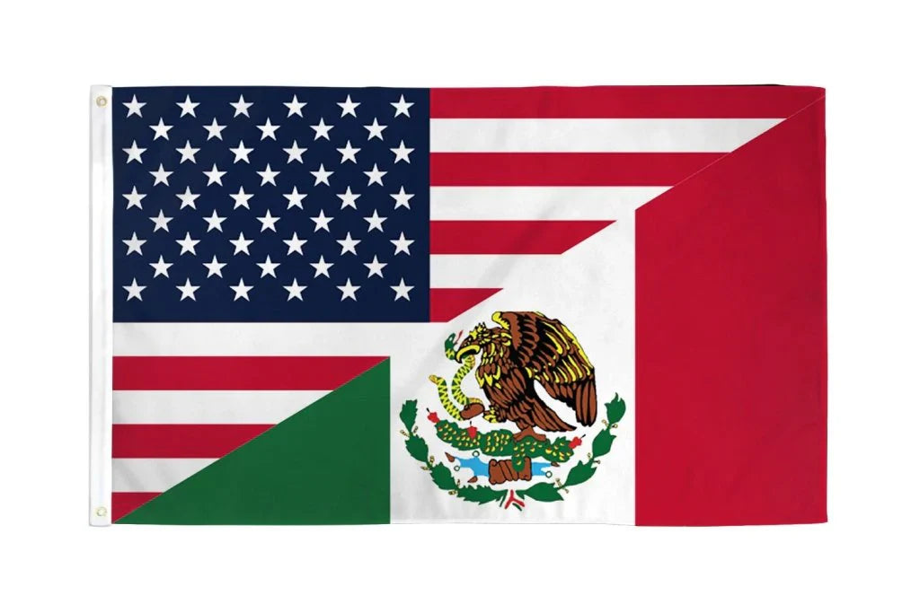 USA/Mexico Combination Flag 3x5ft Poly
