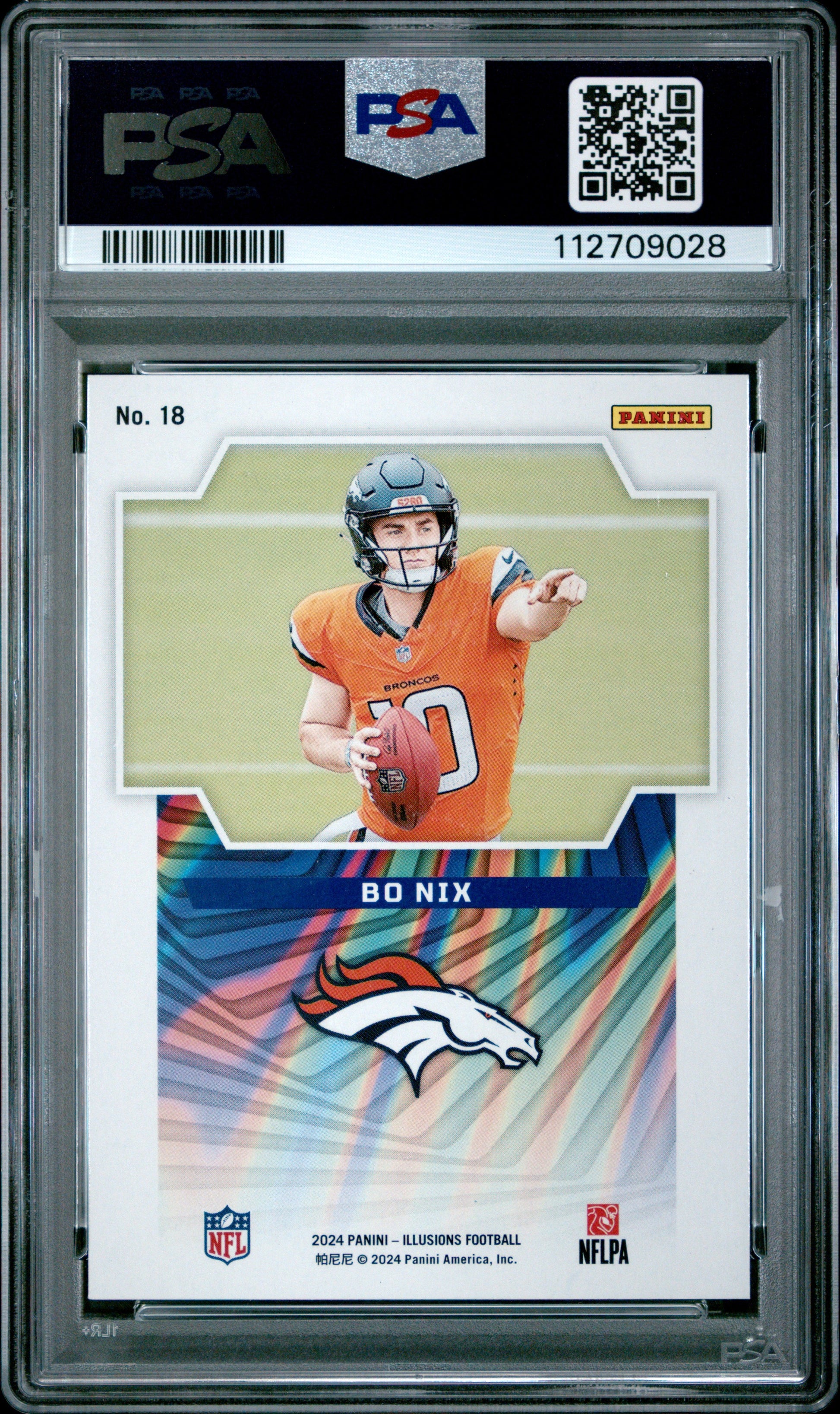 Graded 2024 Panini Illusions Bo Nix #18 Game Magicians Rookie RC Football Card PSA 10 Gem Mint