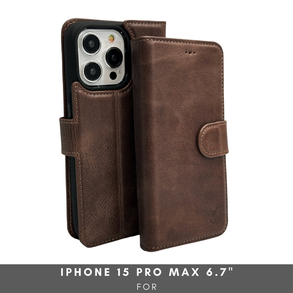 Vegas Premium Leather iPhone 15 Pro Max Wallet Case with MagSafe | Detachable RFID Blocking Luxury Wallet