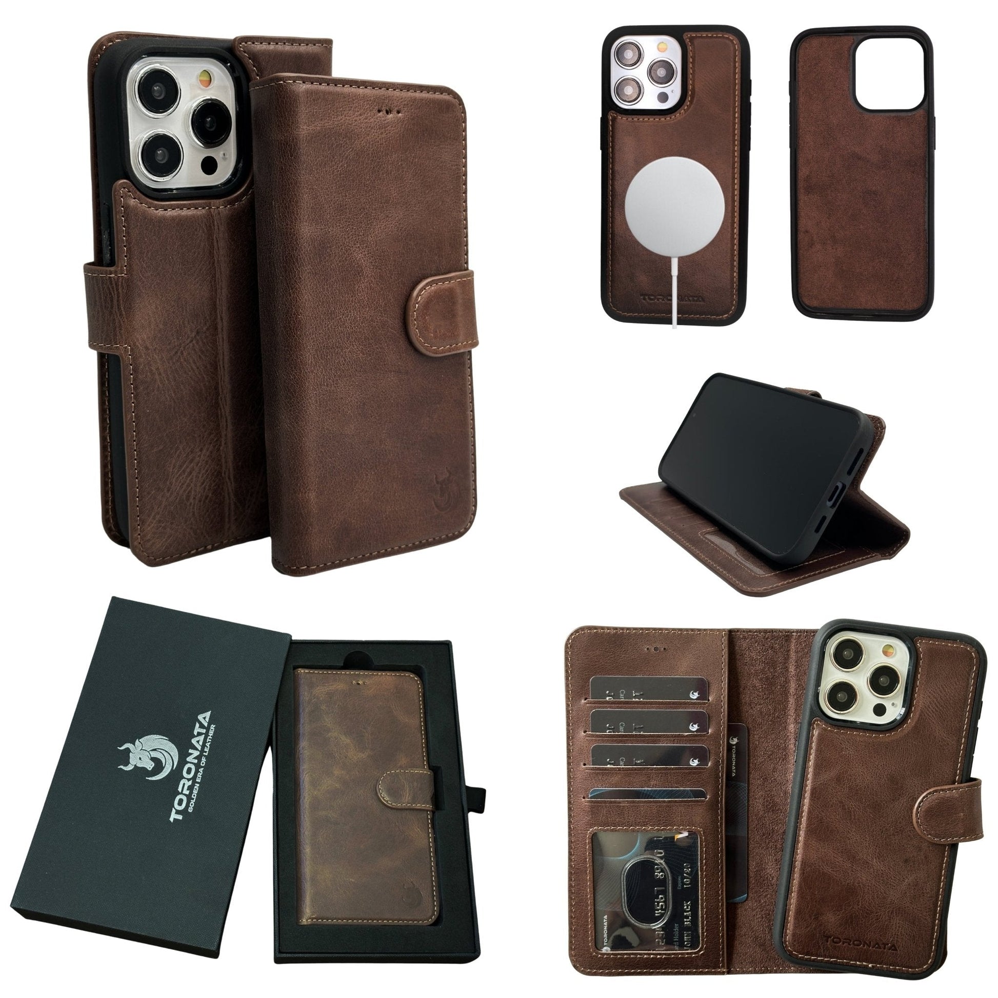 Vegas Premium Leather iPhone 15 Pro Max Wallet Case with MagSafe | Detachable RFID Blocking Luxury Wallet