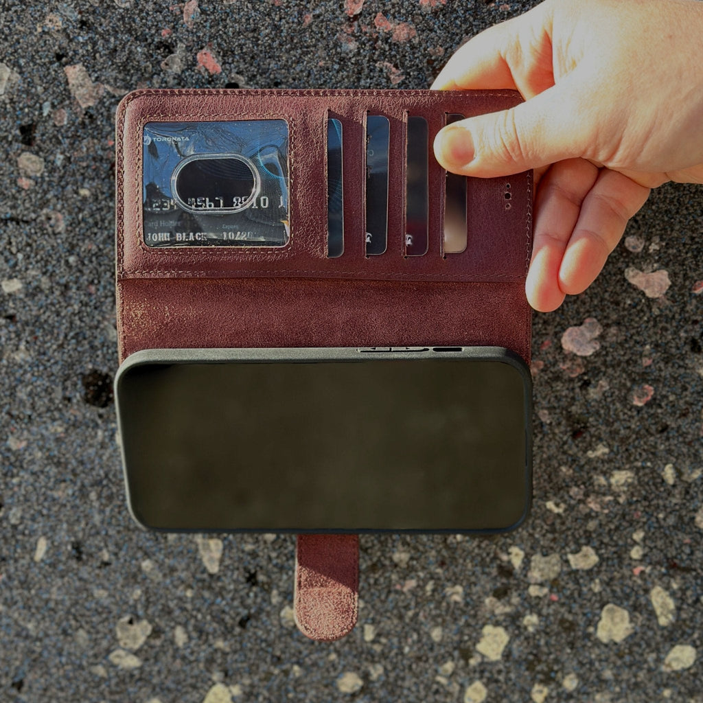 Vegas Premium Leather iPhone 15 Pro Max Wallet Case with MagSafe | Detachable RFID Blocking Luxury Wallet