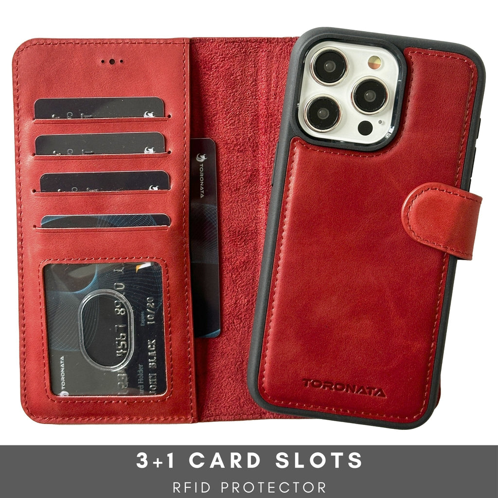Vegas Premium Leather iPhone 15 Pro Max Wallet Case with MagSafe | Detachable RFID Blocking Luxury Wallet