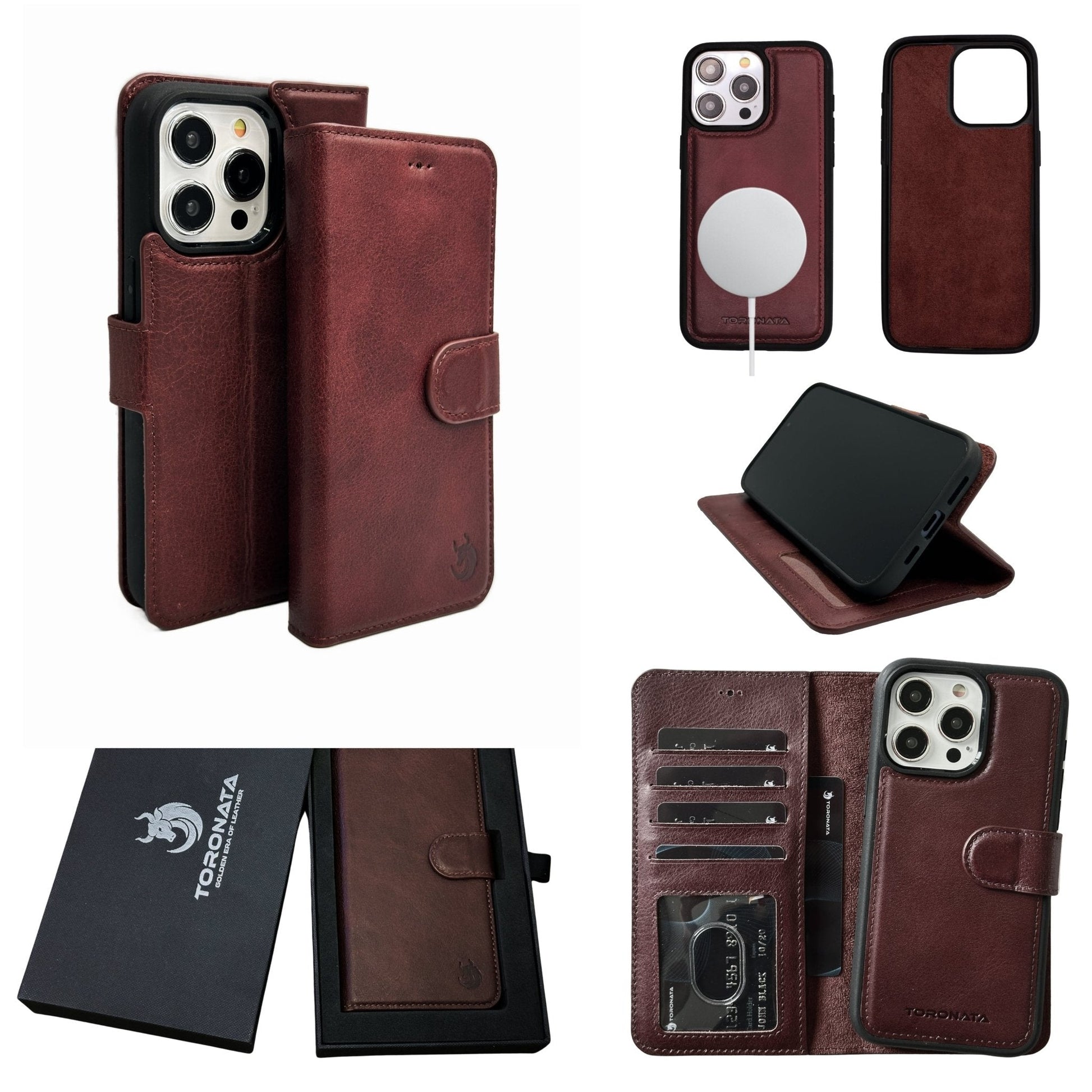 Vegas Premium Leather iPhone 15 Pro Wallet Case with MagSafe | Detachable RFID Blocking Luxury Wallet