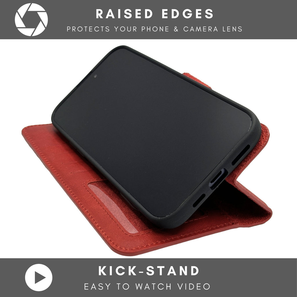 Vegas Premium Leather iPhone 15 Pro Wallet Case with MagSafe | Detachable RFID Blocking Luxury Wallet