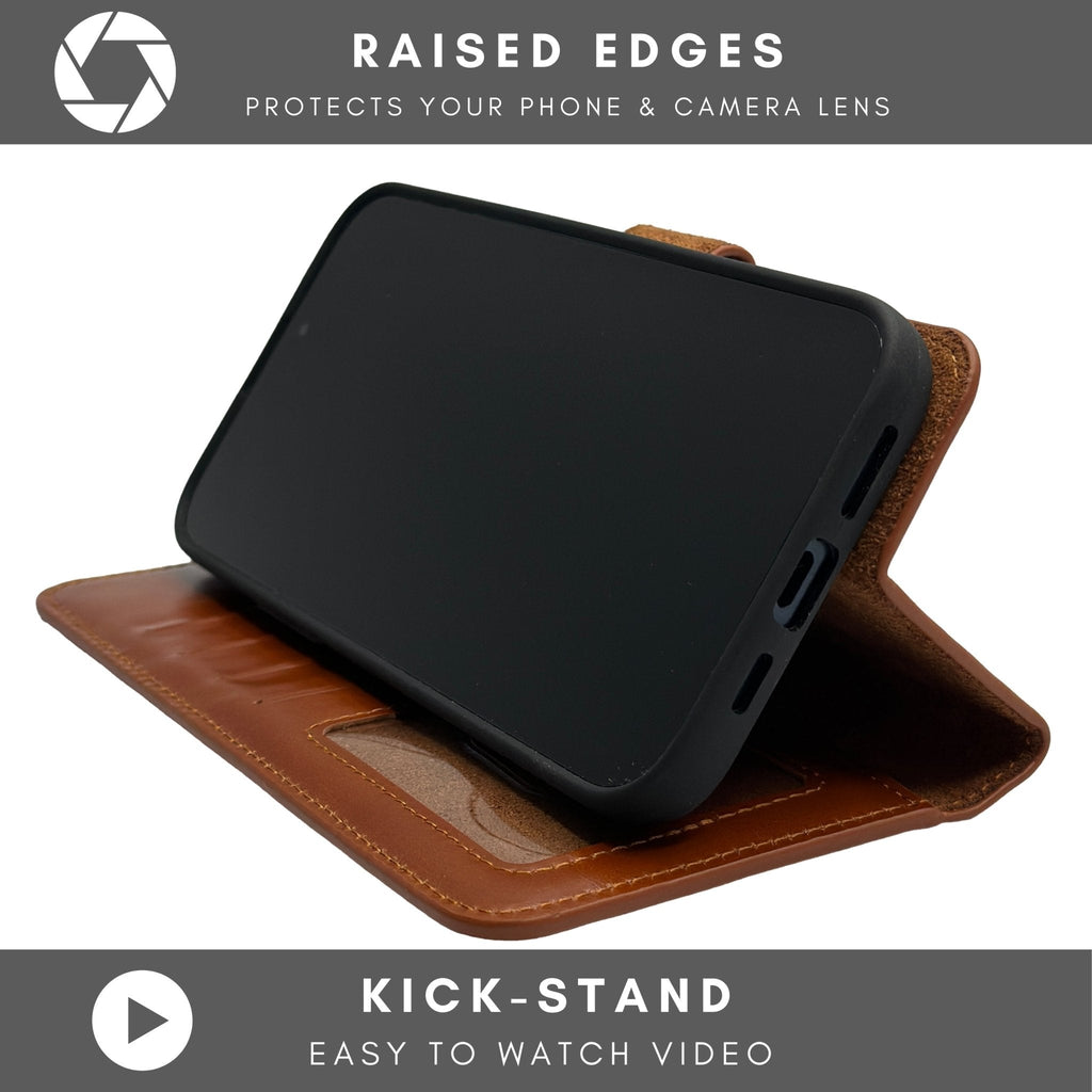 Vegas Premium Leather iPhone 15 Pro Wallet Case with MagSafe | Detachable RFID Blocking Luxury Wallet