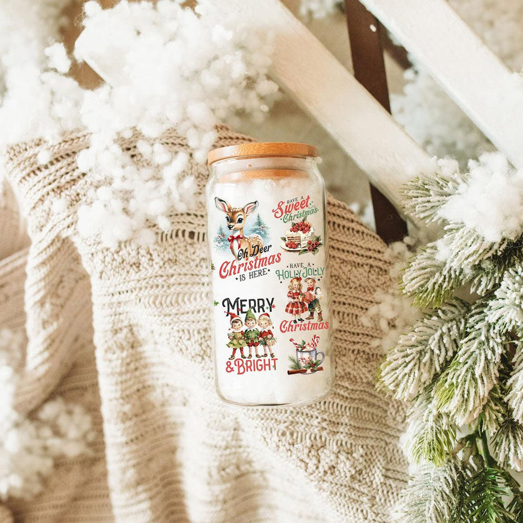 Vintage Christmas 17oz Can Cup - Retro Holiday Tumbler With Nostalgic Graphics