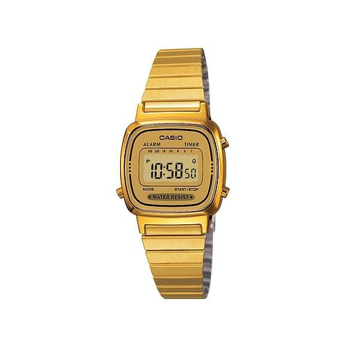 Vintage Gold Digital Women's Watch Slim Water Resistant
