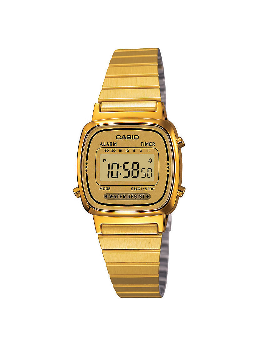 Vintage Gold Digital Women's Watch Slim Water Resistant