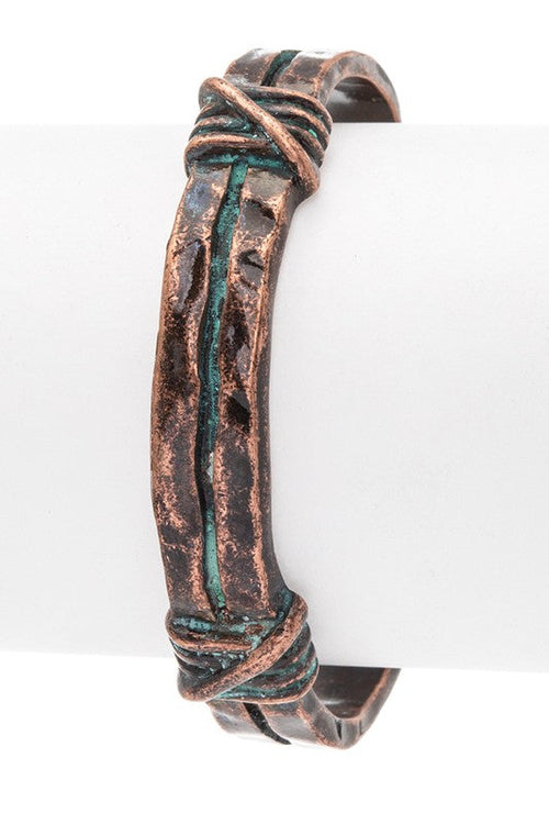 Vintage Western Open Cuff Bangle Rustic Cowboy Bracelet