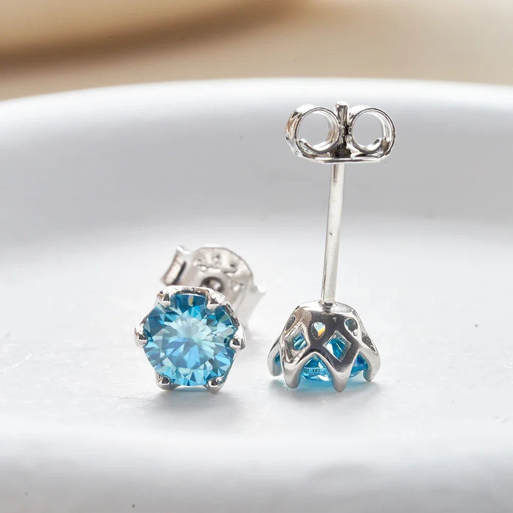 VVS D Color Russian Cut Moissanite Stud Earrings 1/2/4 CT S925 Sterling Silver