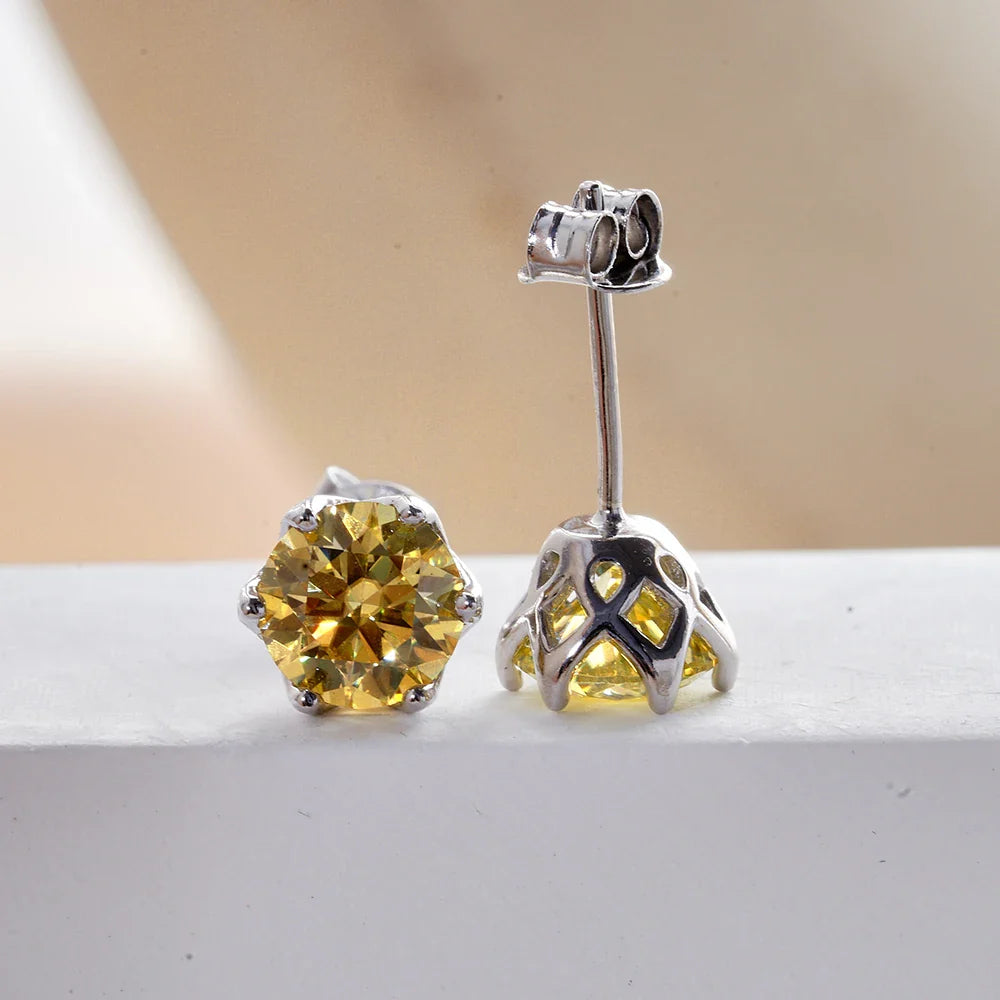 VVS D Color Russian Cut Moissanite Stud Earrings 1/2/4 CT S925 Sterling Silver