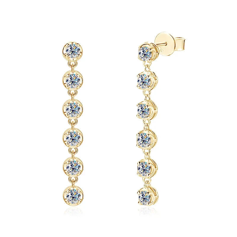 VVS1 D Moissanite Round Stud Tassel Earrings 925 Sterling Silver Wedding Gift