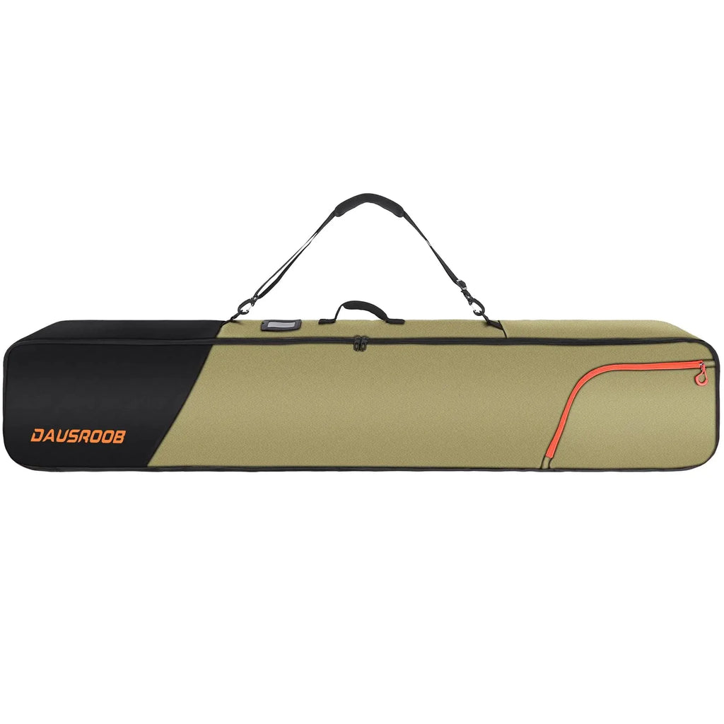 DAUSROOB Snowboard Travel Bag 1680D Reinforced Snowboard Bag Double Padding Snowboard Ski Bag Premium Snowboard and Boot Bags Waterproof Travel Ski Bag for Skis Boots Snowboards Wax (Khaki 175CM)