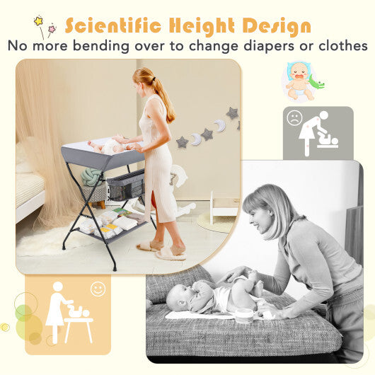 Costway Baby Storage Folding Diaper Changing Table-Gray