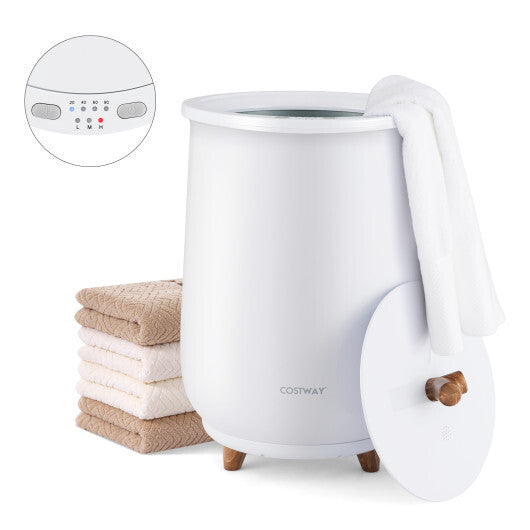 Costway 23L Large Luxury Bucket-Style Towel Warmer with Fragrant Disc Holder-White
