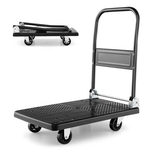 Costway Folding Push Cart Dolly Platform Hand Truck with 360? Swivel Wheels 440LBS Capacity