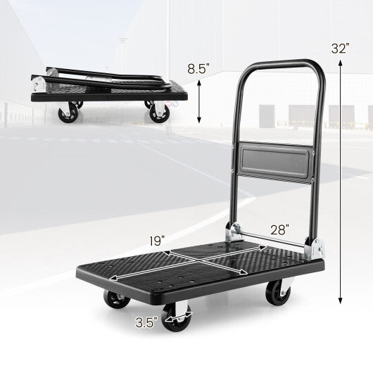 Costway Folding Push Cart Dolly Platform Hand Truck with 360? Swivel Wheels 440LBS Capacity