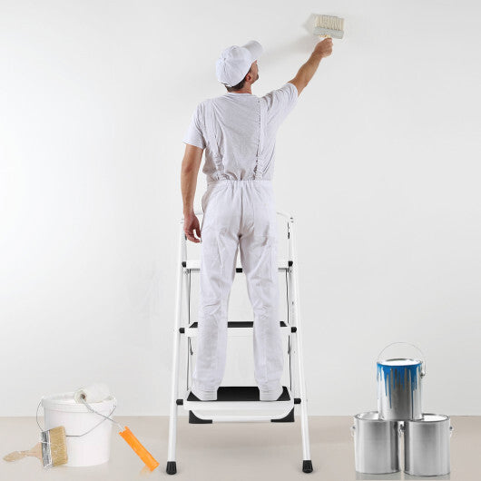 Costway Folding 3-Step Ladder with Handgrip and Anti-Slip Platform