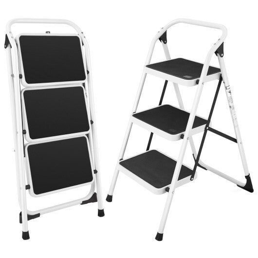 Costway Folding 3-Step Ladder with Handgrip and Anti-Slip Platform