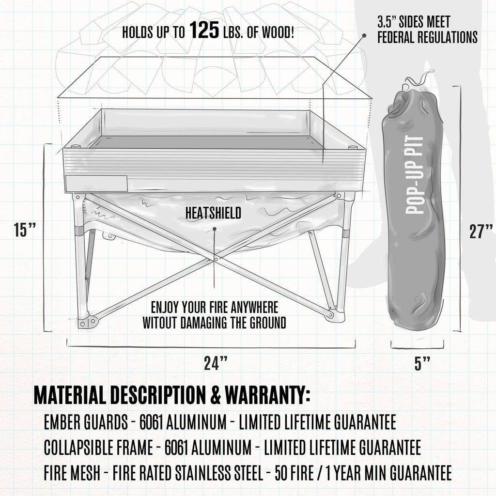 Fireside Outdoor Pop-Up Fire Pit & Heat Shield Bundle