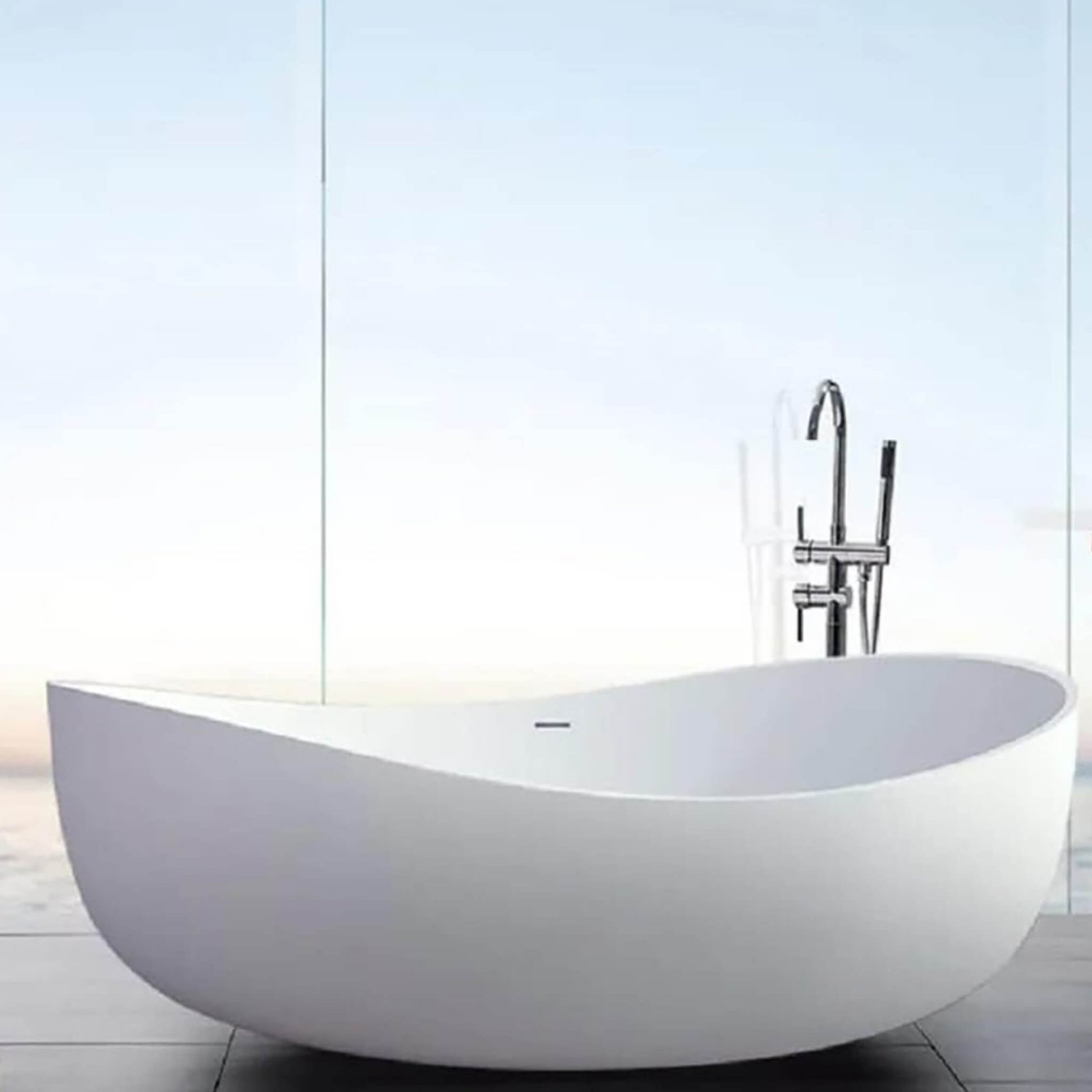 Nuvia Altura 71-Inch Premium Freestanding Extra Large Oval Stone Besin Soaking Bathtub (SAK12486)