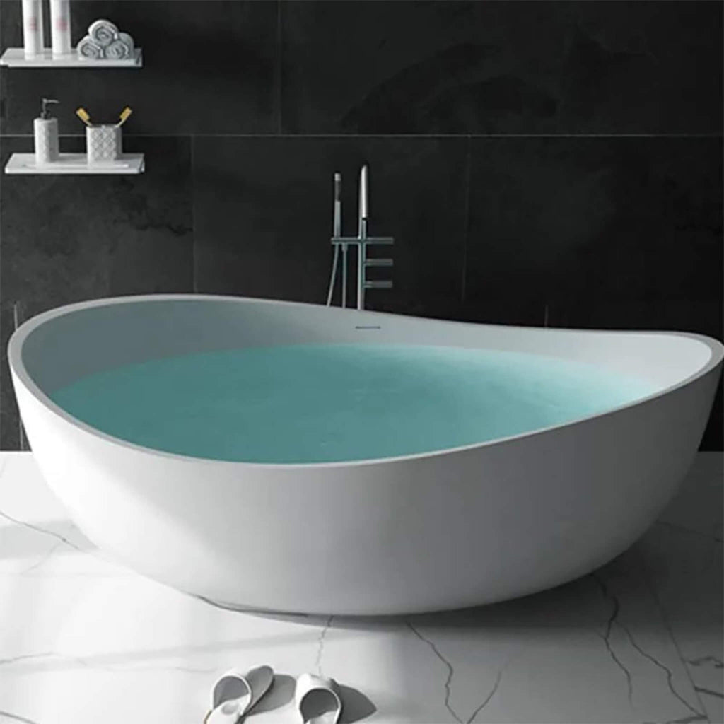 Nuvia Altura 71-Inch Premium Freestanding Extra Large Oval Stone Besin Soaking Bathtub (SAK12486)