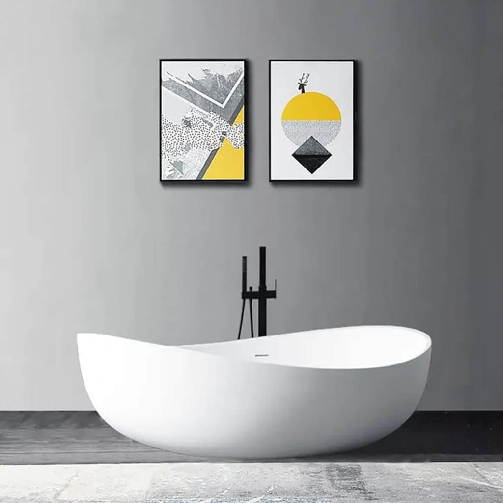 Nuvia Altura 71-Inch Premium Freestanding Extra Large Oval Stone Besin Soaking Bathtub (SAK12486)