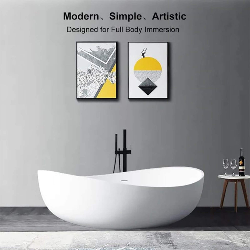 Nuvia Altura 71-Inch Premium Freestanding Extra Large Oval Stone Besin Soaking Bathtub (SAK12486)