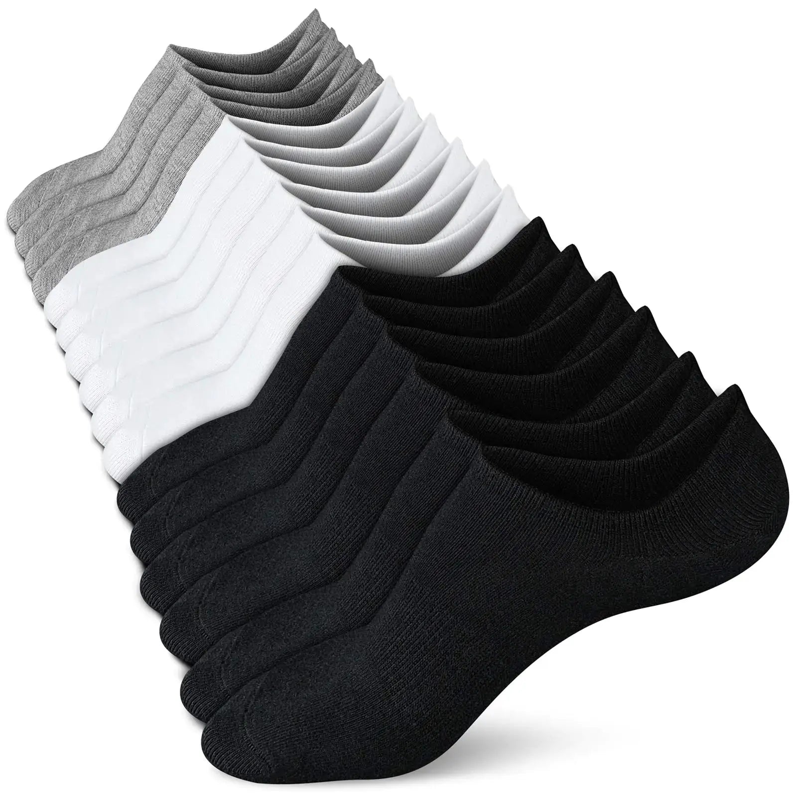 wernies No Show Socks Women Low Socks Non Slip Flat Boat Line 4/8 Pairs 8-11 8 Pairs_black_002