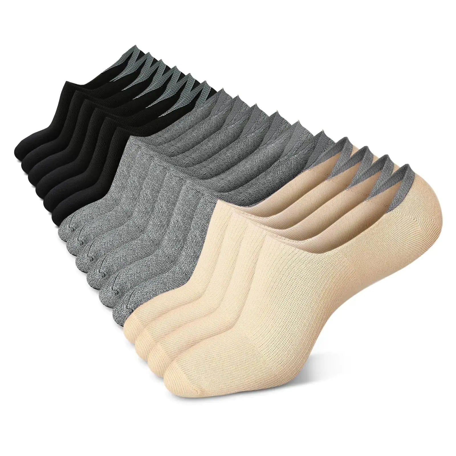wernies No Show Socks Women Low Socks Non Slip Flat Boat Line 4/8 Pairs 8-11 8 Pairs_black_002