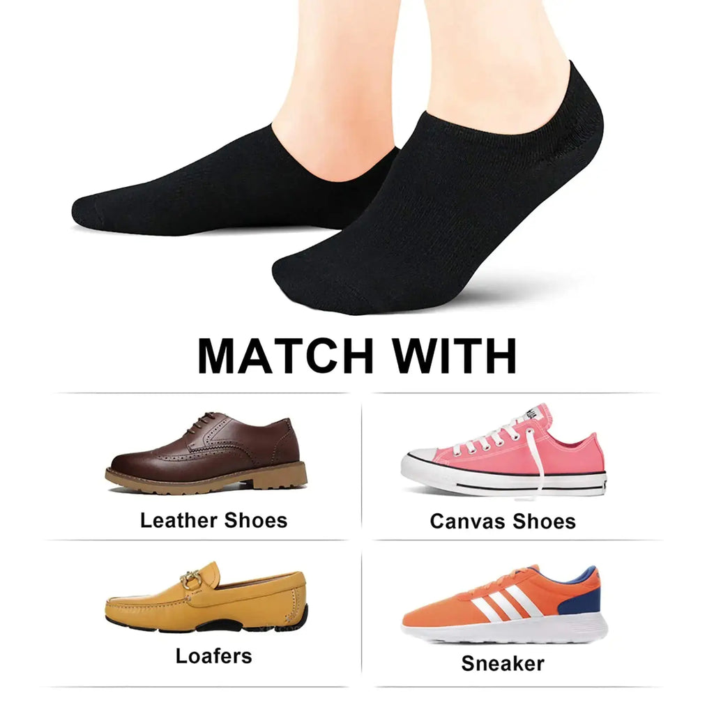 wernies No Show Socks Women Low Socks Non Slip Flat Boat Line 4/8 Pairs 8-11 8 Pairs_black_002