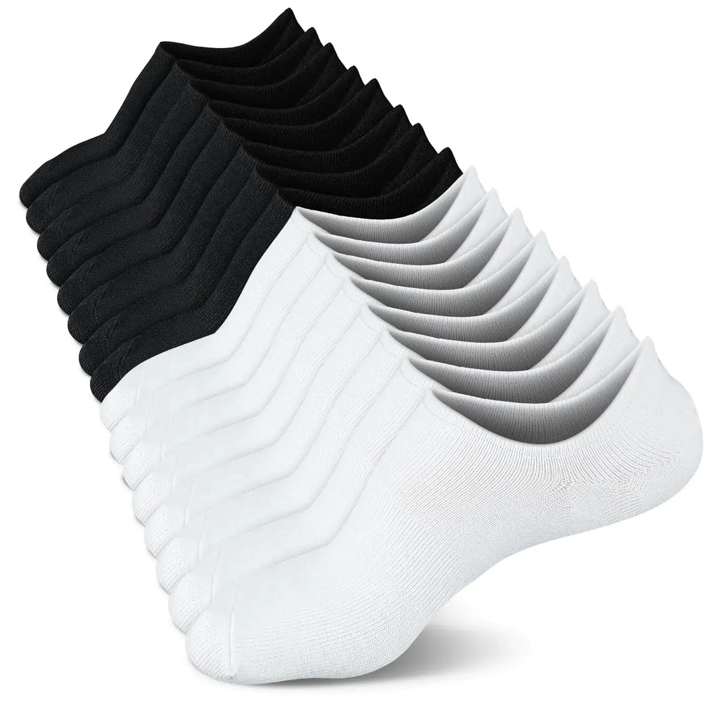 wernies No Show Socks Women Low Socks Non Slip Flat Boat Line 4/8 Pairs 8-11 8 Pairs_black_002