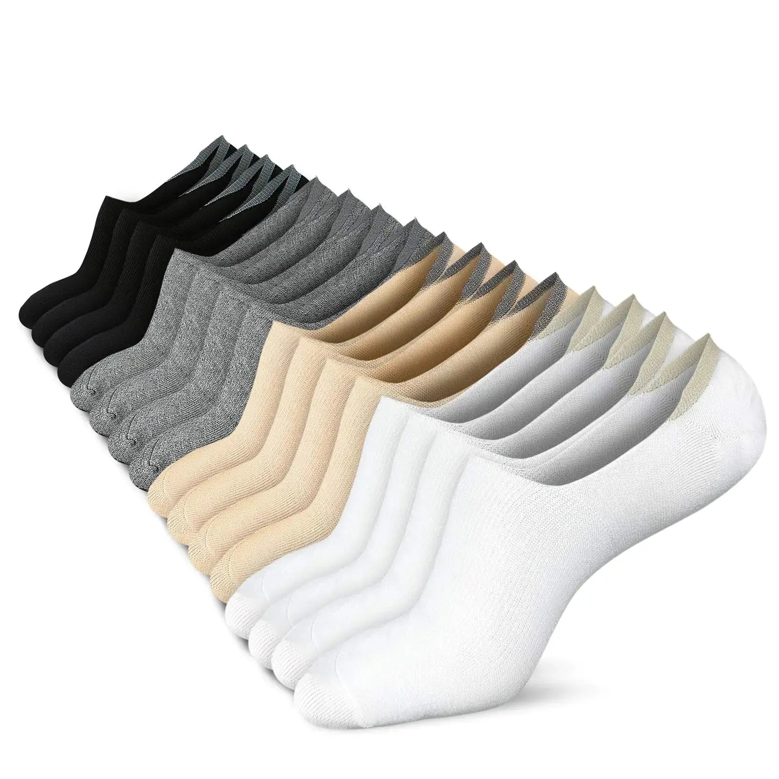 wernies No Show Socks Women Low Socks Non Slip Flat Boat Line 4/8 Pairs 8-11 8 Pairs_black_002