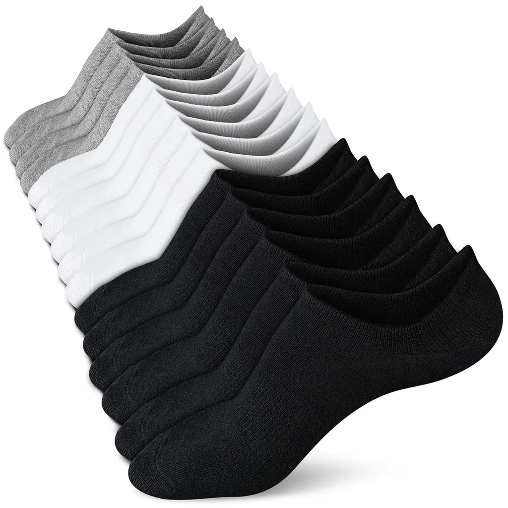 wernies No Show Socks Women Low Socks Non Slip Flat Boat Line 4/8 Pairs 8-11 8 Pairs_black_002